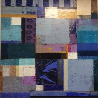 TITLE: "Blue Gardenia", 2013
Tech: Collage, Acrylic on Canvas.
Size: 74" x 51" / 190 x 130 cms.
 TITLE: "Blue Gardenia", 2013
Tech: Collage, Acrylic on Canvas.
Size: 74" x 51" / 190 x 130 cms.